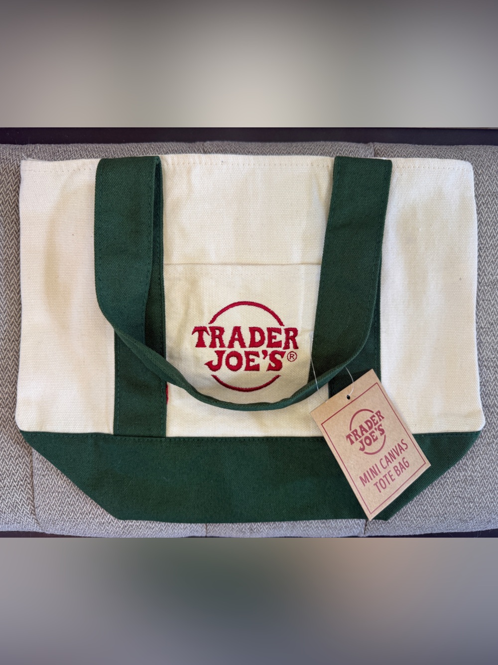 Trader Joe's Mini Canvas Tote Bag Set - Blue and Green (2) - Picture 6 of 12
